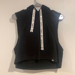 Adidas black cropped tank hoodie